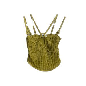 danielle GUIZIO multi strap open knit tank top - elixir green